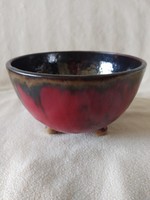 Iparművész kerámia asztalközép/ kaspó, ritkább, nagyobb méretű, hibátlan, 21 cm