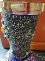 Very nice glass decorated with painted stones in perfect condition