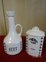 Hungarian porcelain, violet pattern spice rack and vinegar pourer. He has! Jókai.
