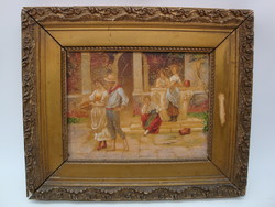 Ism. festő, 1900 körül: Olasz életkép (Szerelmi jelenettel)     (F282)