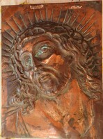 Jesus - antique bronze mural