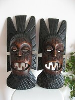 Afrikai maszk-pár, fából készült, eredeti nigériai eladó