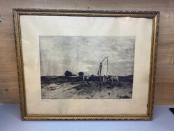 Lajos Novák (1927-1989). Etching at the well