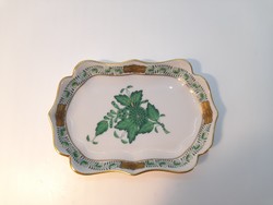Herendi zöld Apponyi mintás porcelán tálka