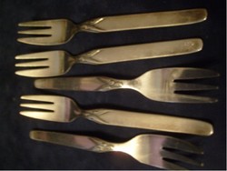 E 11 antique crown ++100-20 marked 5-piece alpaca dessert fork