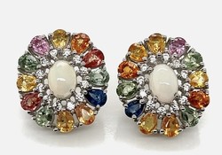 • Mesés multi color   zafír-opál drágaköves  sterling ezüst   /925/ füli --új
