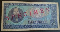 27  127 ROMÁNIA  - 100 Lej 1966   FAKE  - written in red diagonally  ''Specimen''