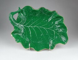 1J420 old leaf-shaped Herend porcelain tableware serving bowl very rare 26.5 Cm