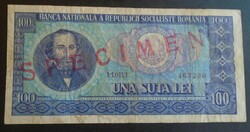 27  129 ROMÁNIA  - 100 Lej 1966   FAKE  - written in red diagonally  ''Specimen''