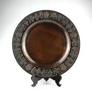 1J435 old large craft copper bowl wall bowl decorative bowl 36 cm