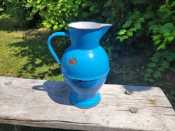 Enamel old vintage crowned coat of arms blue iron enameled jug pouring jug budafok