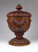 1J433 antique lid carved wooden pharmacy cup 19 cm