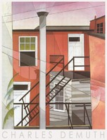 Charles Demuth (1883-1935) festmény reprodukció, művészeti plakát, lakóépület ház fal bejárat lépcső