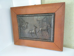 Beautiful flawless marked bronze relief wall decoration.