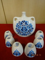 Lowland porcelain brandy set with six personal blue folk motifs. He has! Jókai.