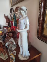 Gyönyörű nagyméretű hollóházi porcelán figura / kalapos hölgy / 42cm