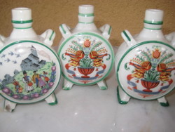 Hollóházi, fairy tale scene, flasks from the 1960s, 3 pcs, approx. 5 - 7 cm