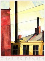 Charles Demuth (1883-1935) festmény reprodukció, művészeti plakát, városkép épületek kémény háztető