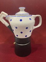 Raven house porcelain coffee maker with blue polka dot pattern