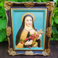 Máriát ábrázoló gipsz falikép