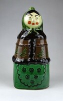 1J448 old glazed figured bottle Karcag ceramic woman woman figure 23 cm