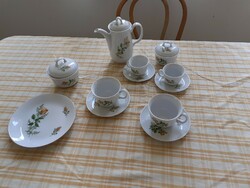 KAHLA sárga rózsás reggeliző készlet darabjai teás és kávés csészék kanna cukortartó tányér egyben