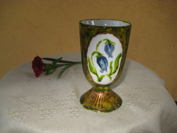 Sz. J . jelzéssel   , finom antik , porcelán kehely  , kézi festéssel    6 x 12,5  cm