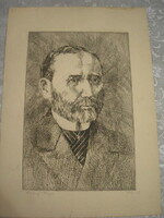 Korányi Frigyes arcképe tus 41 x 28-cm a paszpartban Váci vagy Vári A ceruza szignóval