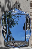 Beautiful Art Nouveau art deco, Murano Venetian faceted, polished antique mirror at least 100 years old