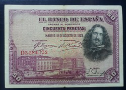 Spain 50 pesetas 1928 f +