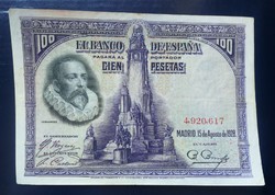 Spain 100 pesetas 1928 vf