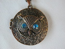 Vintage bizsu nyaklánc bagoly szétnyitható medállal