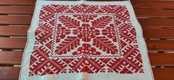 Folk handicraft richly embroidered tablecloth, tablecloth 60 x 60 cm.