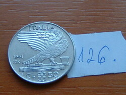 Italy 50 centesimi 1941 r xix, victor emmanuel iii, acmonital 126.