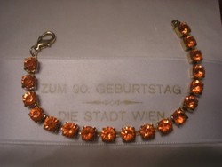 Gold-plated, ++ zirconia rhinestones with bracelet 17.5 Cm