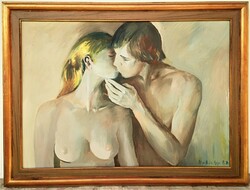 Urbán György (1936 - 2011) Szerelem c. festménye 80x60cm Eredeti Garanciával!