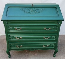 Antique style - 3 drawers - openable green secretary with drawers