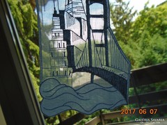 Golden Gate San Francisco hímzett tüll ruha betét 17 x 9 cm