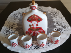 Lomonosov porcelán flaska kupicákkal