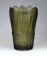 1J539 retro black smoked glass glass vase 15 cm