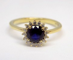 Kék-fehér köves arany gyűrű (ZAL-Au109628)