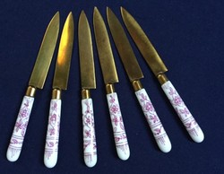 Antique floral porcelain handle, special set of knives astria w + with an indication!
