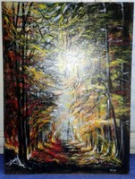 "Őszi-fasor"festmény farostlemezen 40 x 54 cm