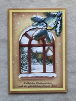 Régi postatiszta, kinyitható Karácsonyi képeslap