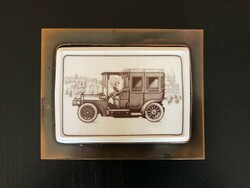 Lignifer industrial cooperative copper alloy box, Hungarian car club memorabilia marked, numbered