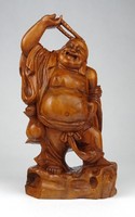 1J517 carved standing laughing buddha statue oriental ornament 21 cm