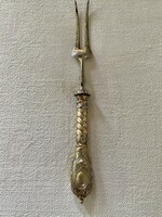 Large baroque gilded silver meat fork