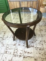 Art deco nature round glass flat small table 75 cm in diameter