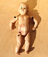 Antik régi műanyag celluloid jelzett baba játékbaba HIBÁS