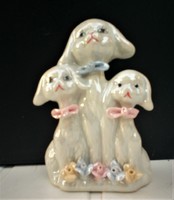 A very proud father with two daughters, lustrous porcelain nipp, dog family